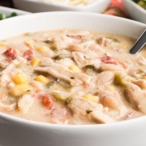 a hearty bowl of white turkey chili