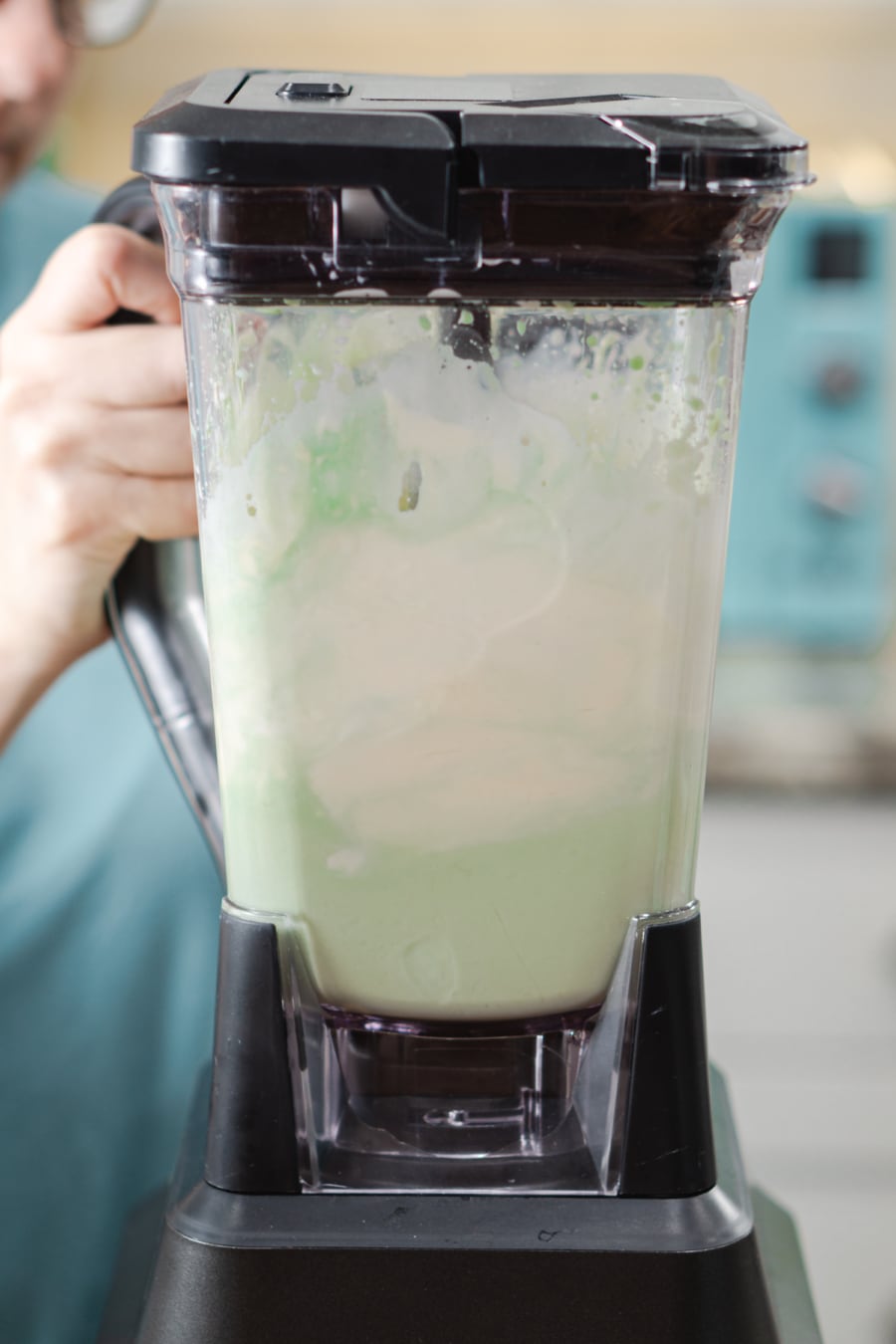 making a shamrock shake in the blender