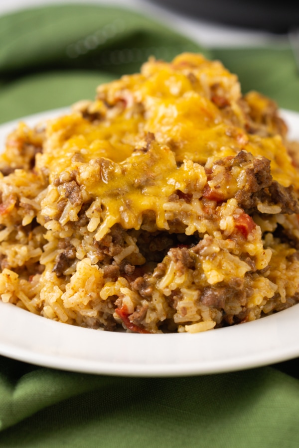 Instant Pot Cheesy Ground Beef and Rice - One Happy Housewife