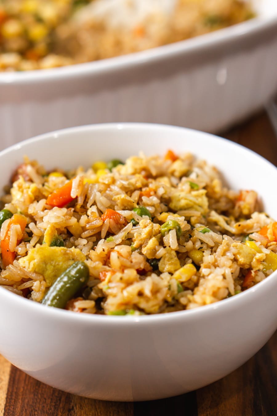 a bowl of vegetable and egg fried rice