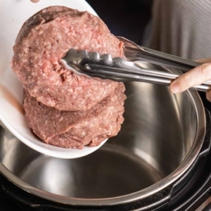 adding ground beef to the instant pot