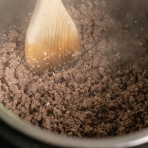 ground beef seasoned with dry minced onion in the instant pot