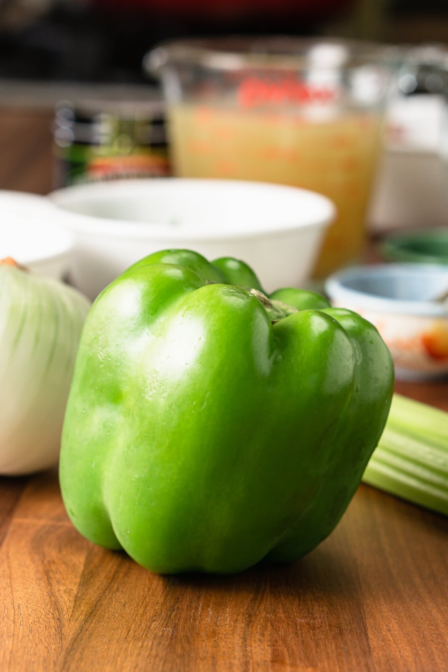 a whole green bell pepper