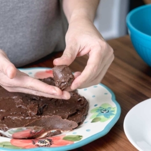 rolling chocolate into a small ball