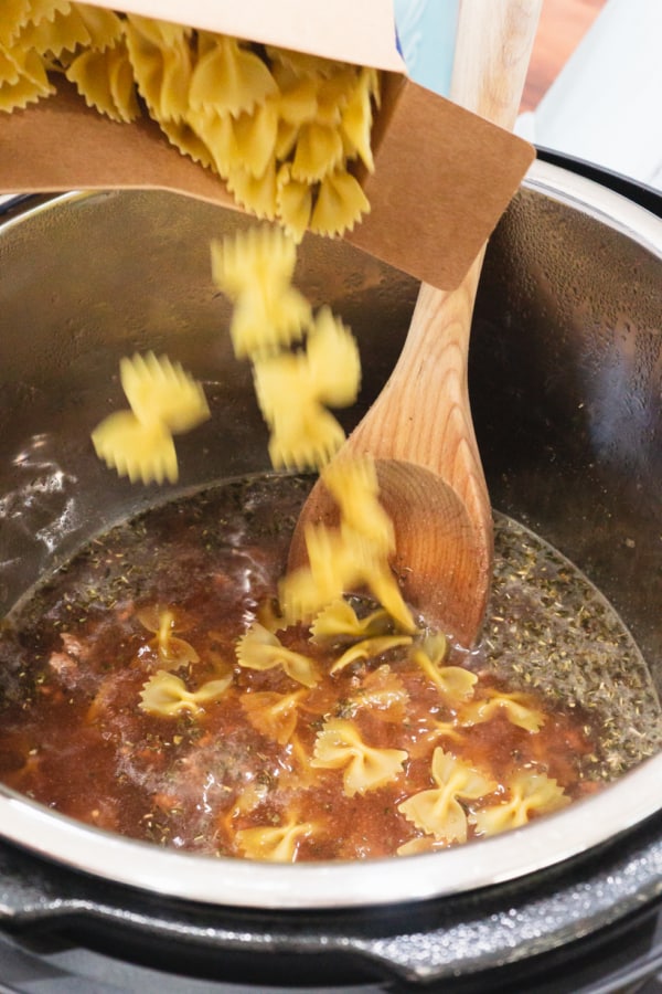 Instant Pot Beef and Bowtie Pasta One Happy Housewife