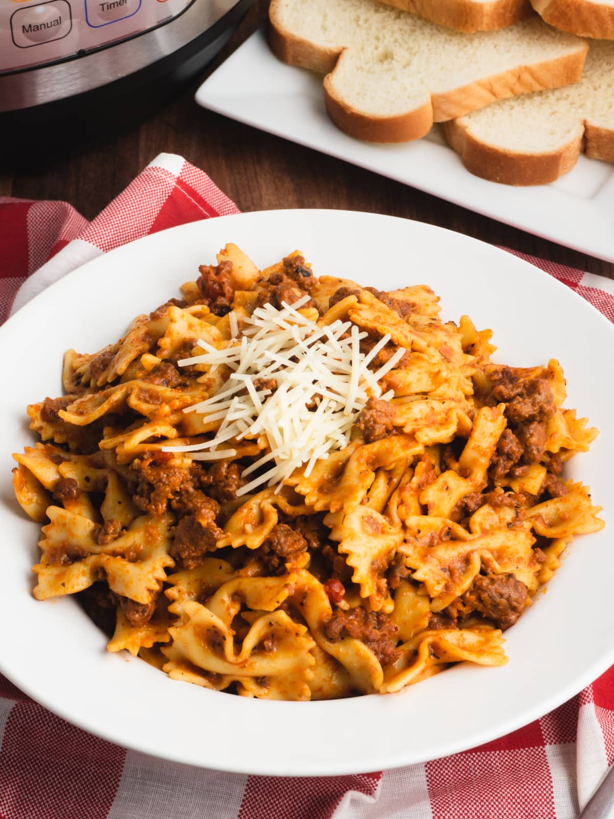 Instant Pot Beef and Bowtie Pasta One Happy Housewife