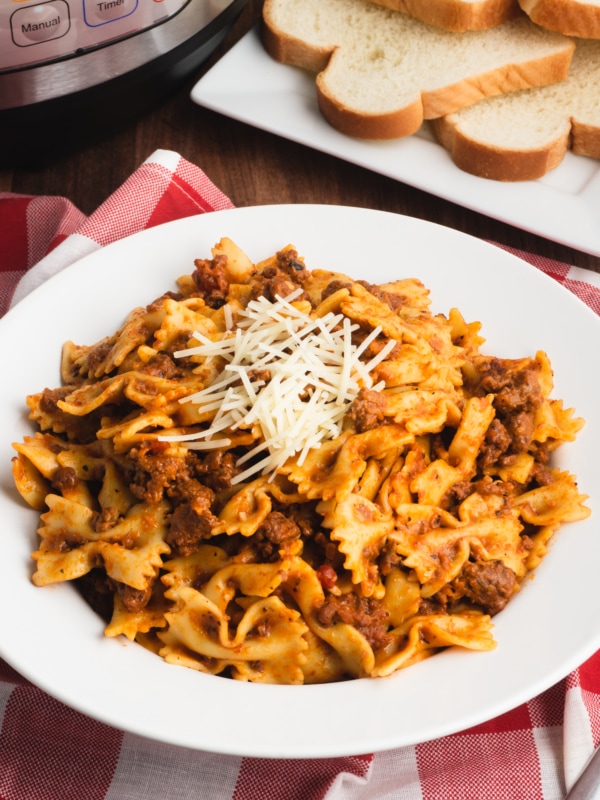 Instant Pot Beef and Bowtie Pasta One Happy Housewife