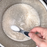 adding one teaspoon of salt to jasmine rice in the instant pot