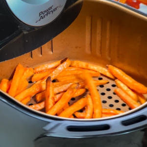 sweet potato fries in the air fryer basket