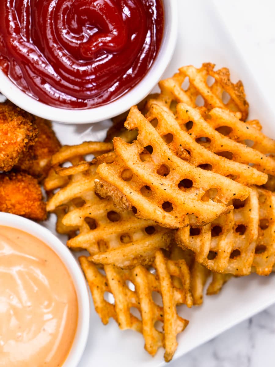 air fryer waffle fries with ketchup