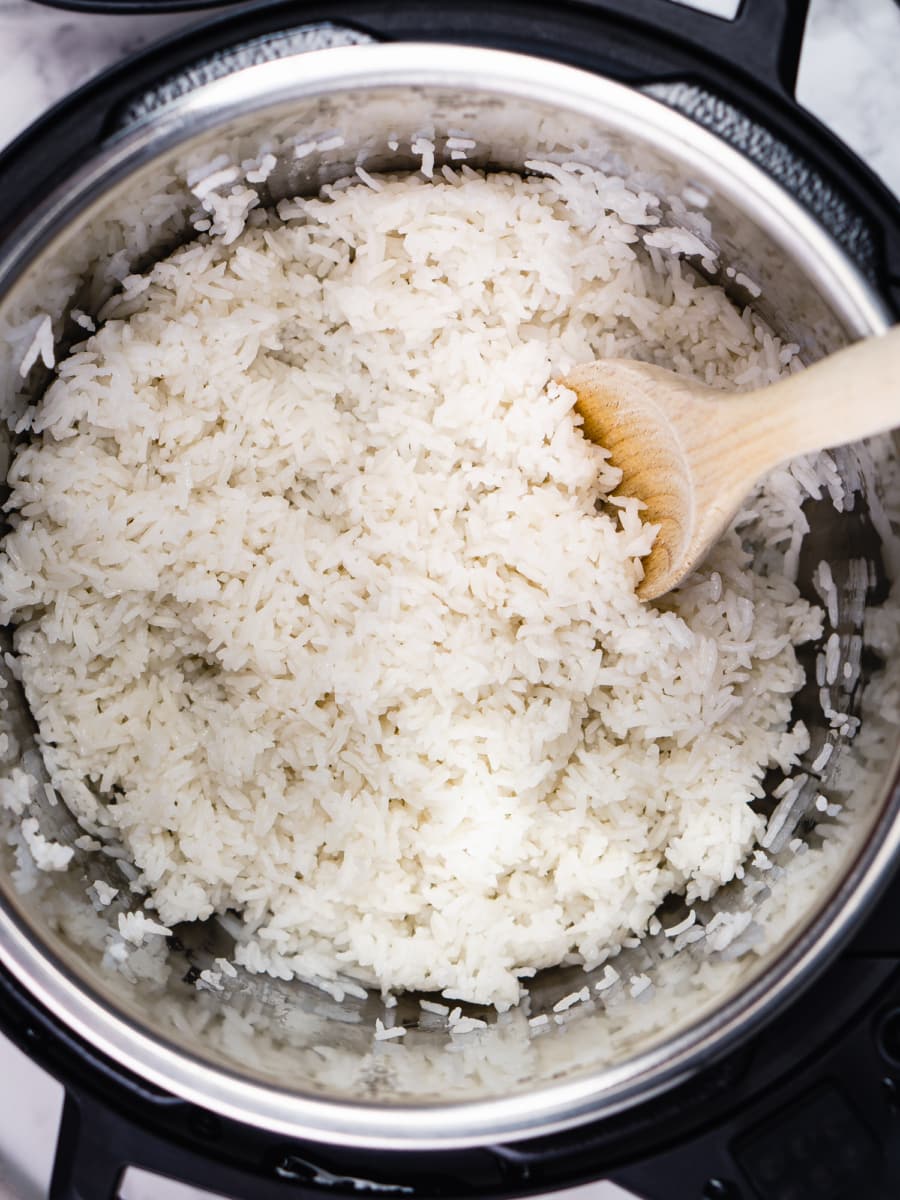 cooked jasmine rice in the instant pot