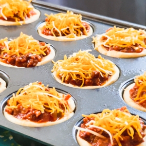 sloppy joe cornbread cups before cooking