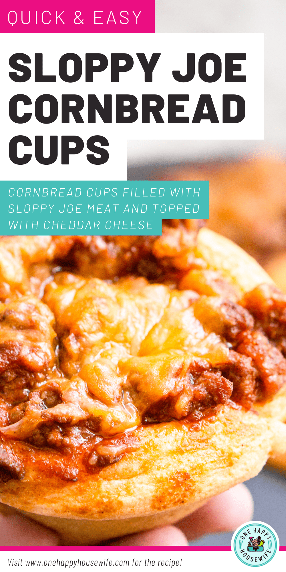 sloppy joe cornbread cups pin