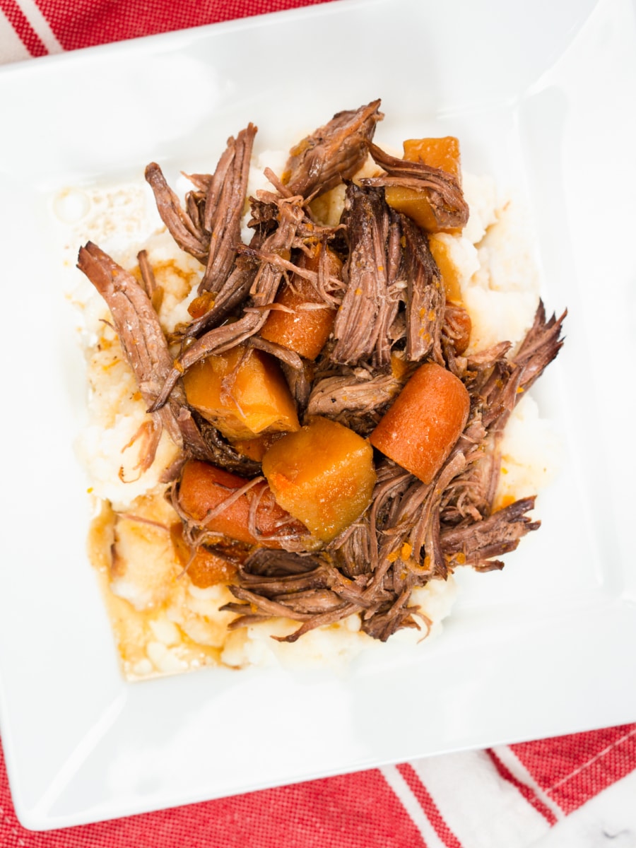 slow cooker pot roast with sweet potatoes yellow potatoes and carrots