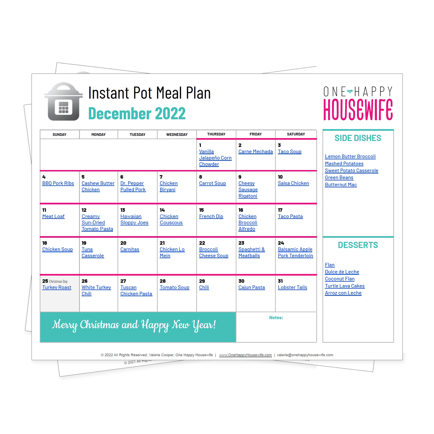 instant pot meal plan december square