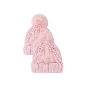 womens mixed knit pom beanie pack pink smoke time and tru