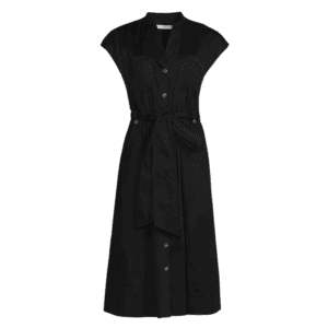 short sleeved black midi dress