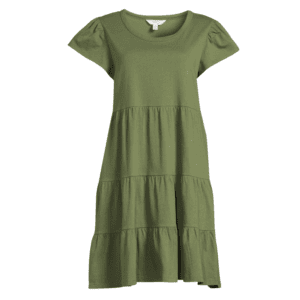 short sleeved tiered green dress
