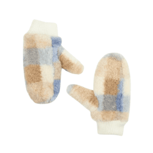 plaid faux sherpa mittens