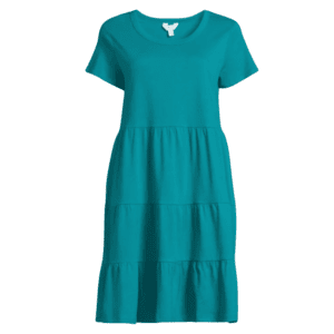 aqua tiered knit dress