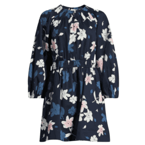 gathered waist mini dress blue