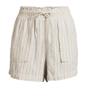 beige linen pull on shorts