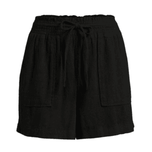black linen pull on shorts