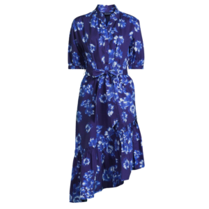 asymmetricla ruffle midi dress