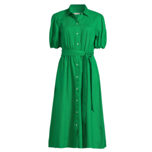 green short sleeve midi dress