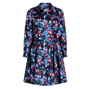 flower cotton mini dress long sleeves
