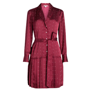 pleated mini shirt dress long sleeves