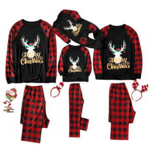 merry christmas reindeer buffalo check family pajamas
