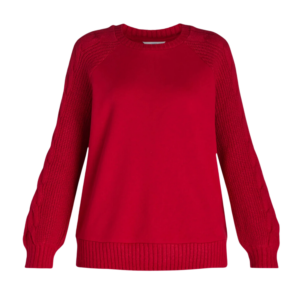 red knit sweater