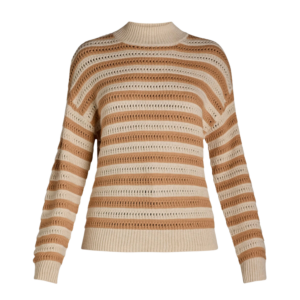striped mock neck sweater