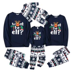 what the elf navy snowflake family pajamas