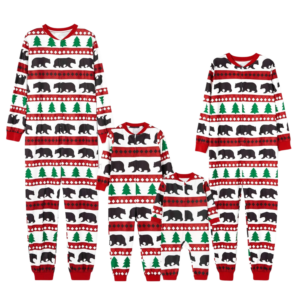 woodland bears and pine trees family pajamas