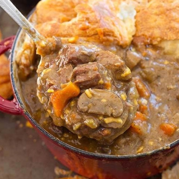 a pot of beef and guinness stew