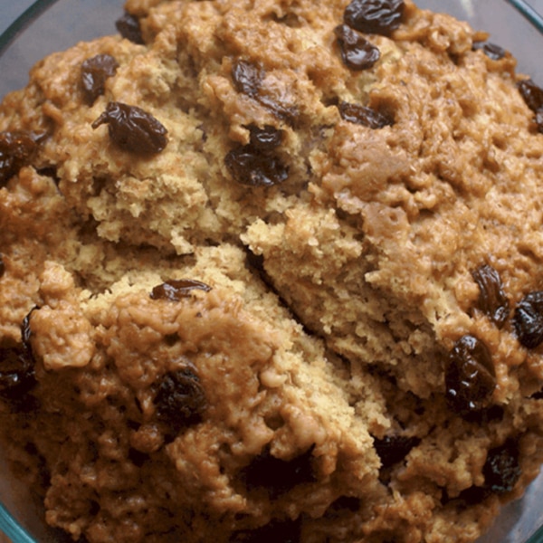 overhead shot of a loaf of irish soda bread