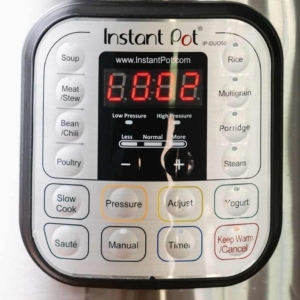 the digital display of the instant pot reads L0:02 when performing a 2 minute natural pressure release