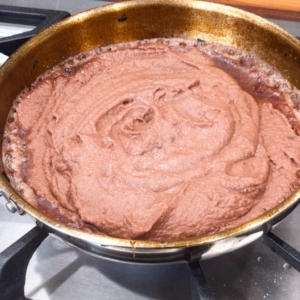 frying beans in a frying pan