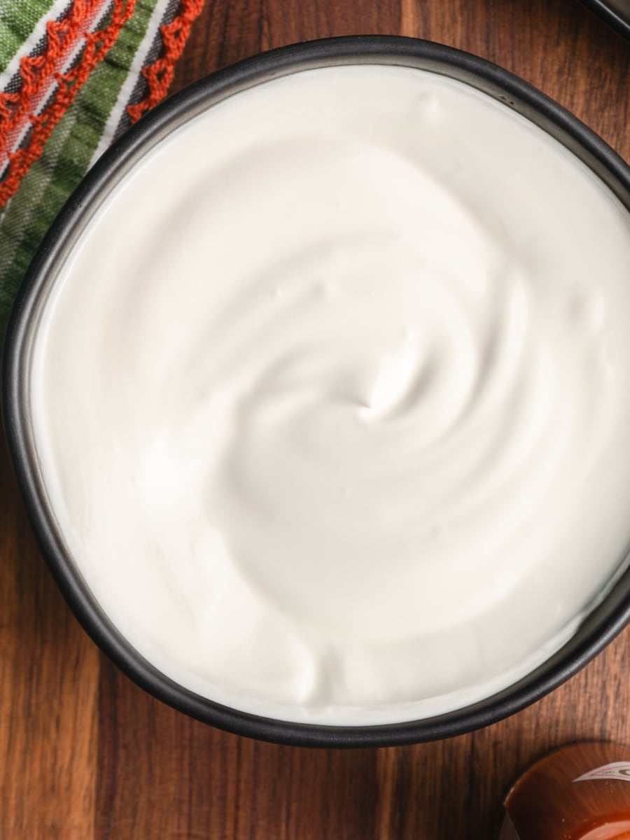 close up of a bowl filled with honduran crema or honduran cream