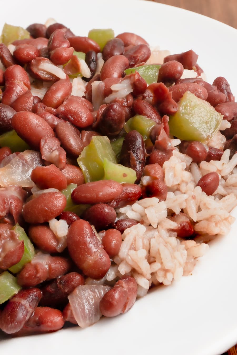 close up of red bean stew or honduran frijoles parados